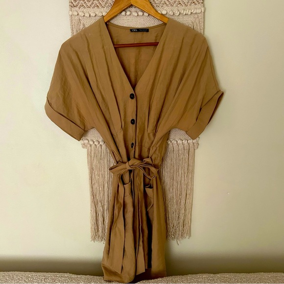 Zara camel button down dress - Picture 6 of 14